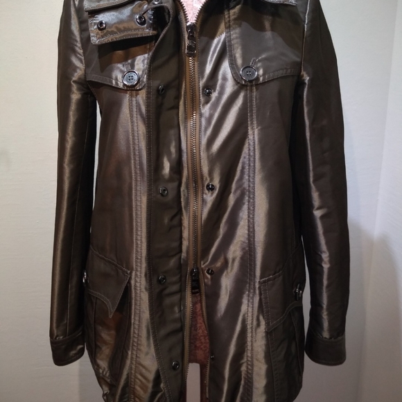 BURBERRY PROSRUM Size 6 Metallic Hooded Coat - Picture 5 of 16